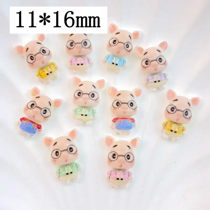 30PCS New Cartoon glasses pig 3D Cabochon Scrapbooking DIY Jewelry Ornament Manicure Decorate Accessories