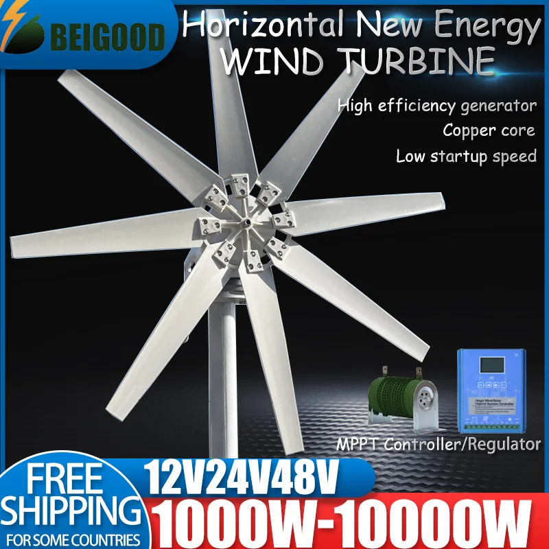 1000W-10000W 12v 24v 48v New Arrival Free Energy Wind Turbine Generator Windmill With Wind Controller Home Use Low Wind Speed