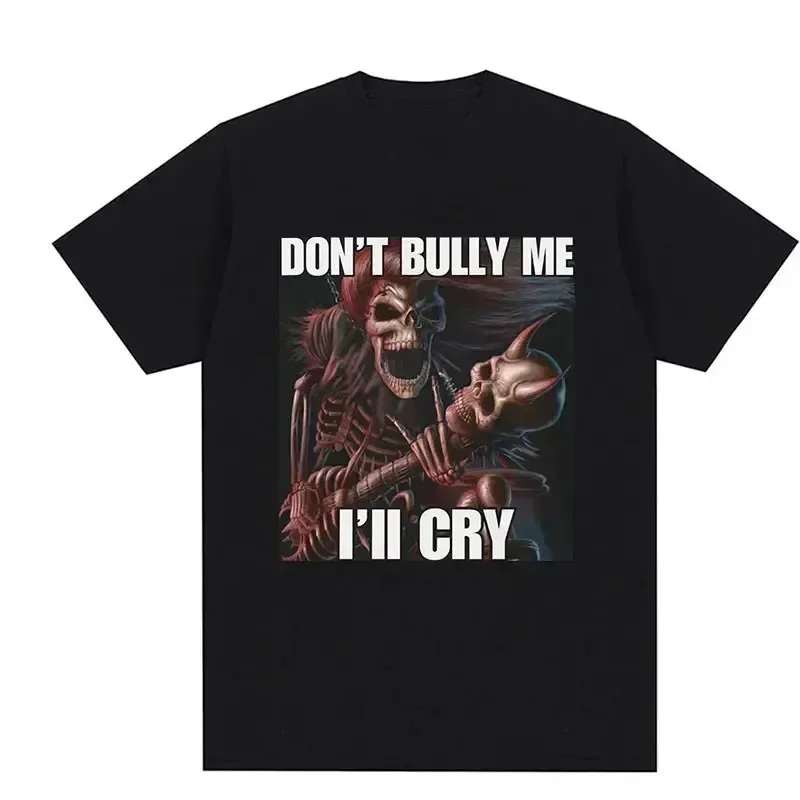 Short Sleeved Round Neck Y2k Tshirt Men Clothing New Top Tees Mens T-Shirt I Am Afraid of Talking To Women Hard Skeleton Meme
