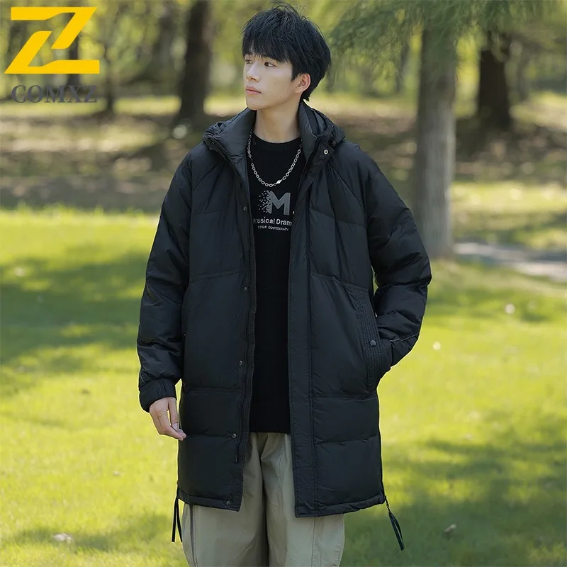 COMXZ Men Long Down Jacket Hooded Cold Protection Cold Protection Warm Padded Jackets Leisure Travel Comfortable Winter Coat