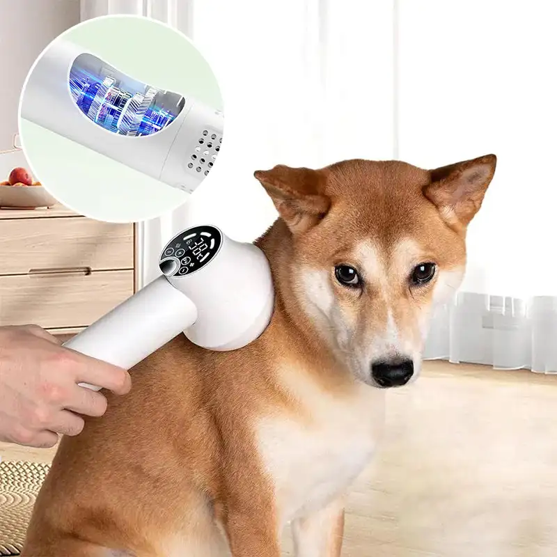 Smart Dog Hair Dryer 2 in 1 Pet Cat Hair Blowing Combing Negative Oxygen Ion Low Noise LED Touch Control Temperature Display