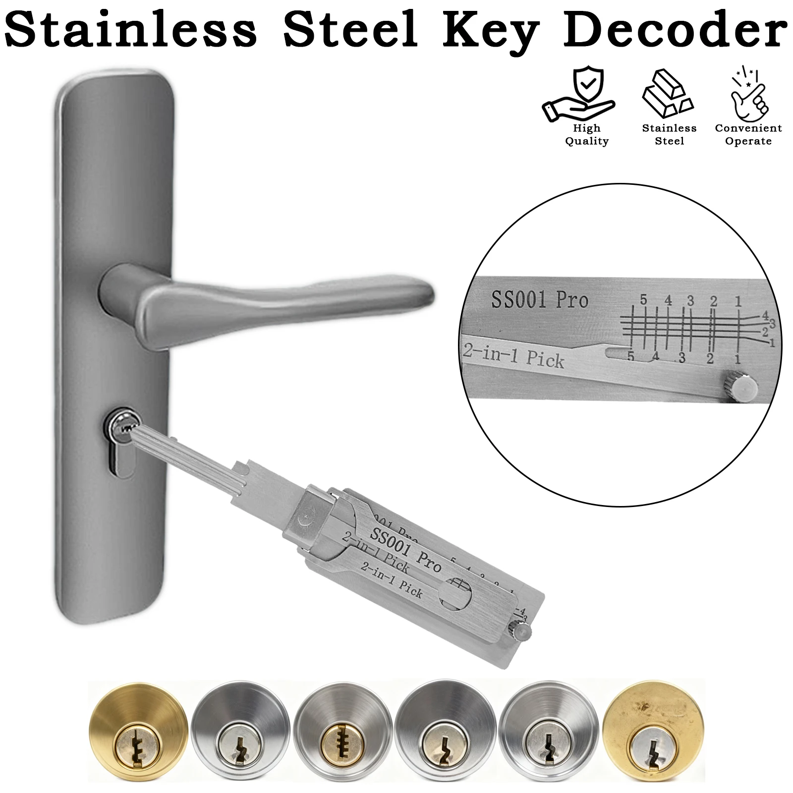 SS001Pro SS002Pro Decoder Portable Key 2-in-1 Stainles Steel Key SS001Pro Locksmith Tools Key SS002Pro Straight Slot Key Decoder