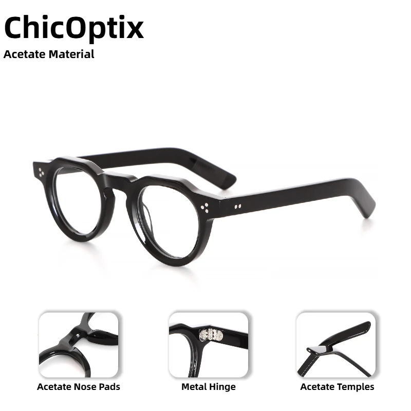 

Retro Korean Style Artistic Women's Optical Glasses Acetate Frame Men's Retro Rivet Design Fashion Classic Glasses