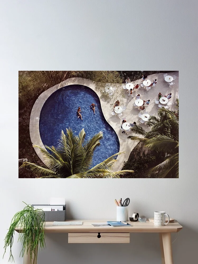 Slim Aarons 'Hotel Camino Real', Print Art Canvas Poster, Living Room, Home Wall Decor Picture