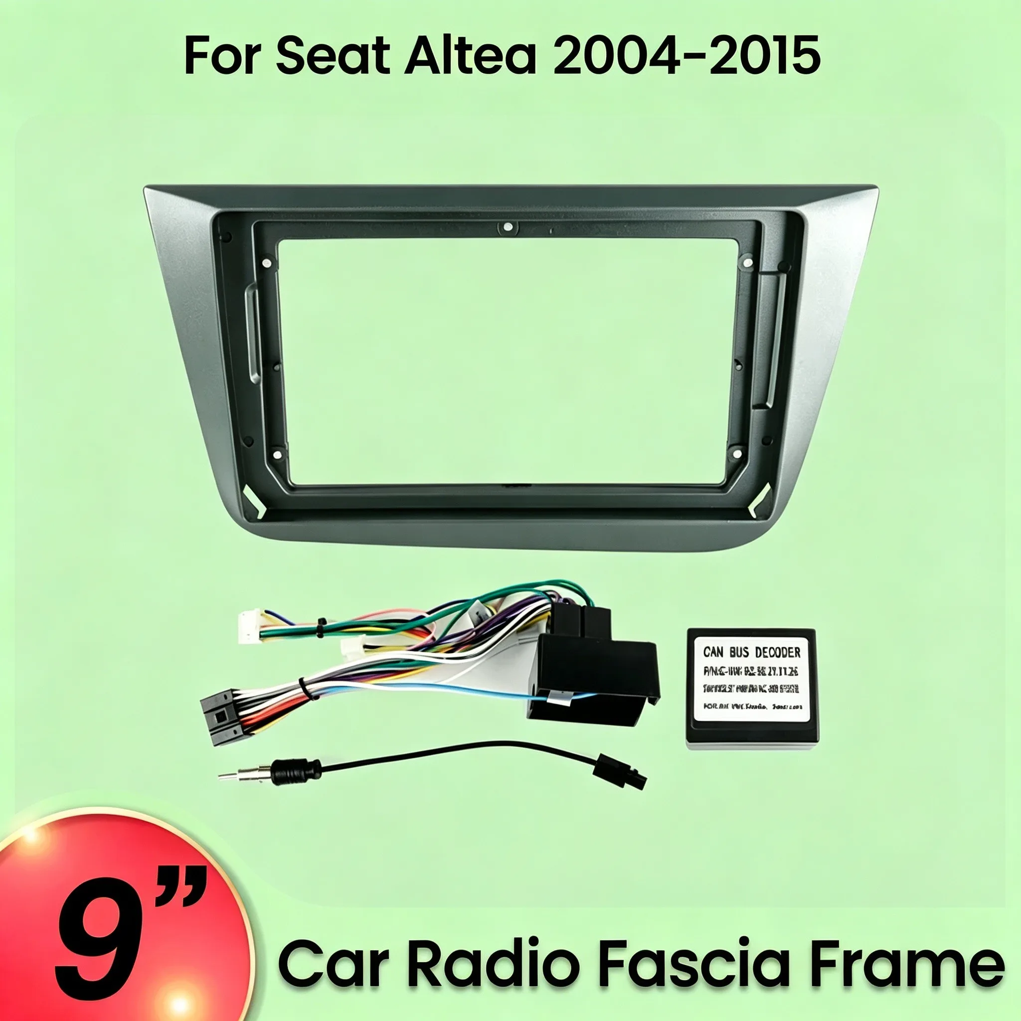 

2 DIN 9-дюймовая рамка для автомагнитолы для Seat Altea 2004-2015, комплект для установки на приборную панель с проводкой и декодером CAN-шины