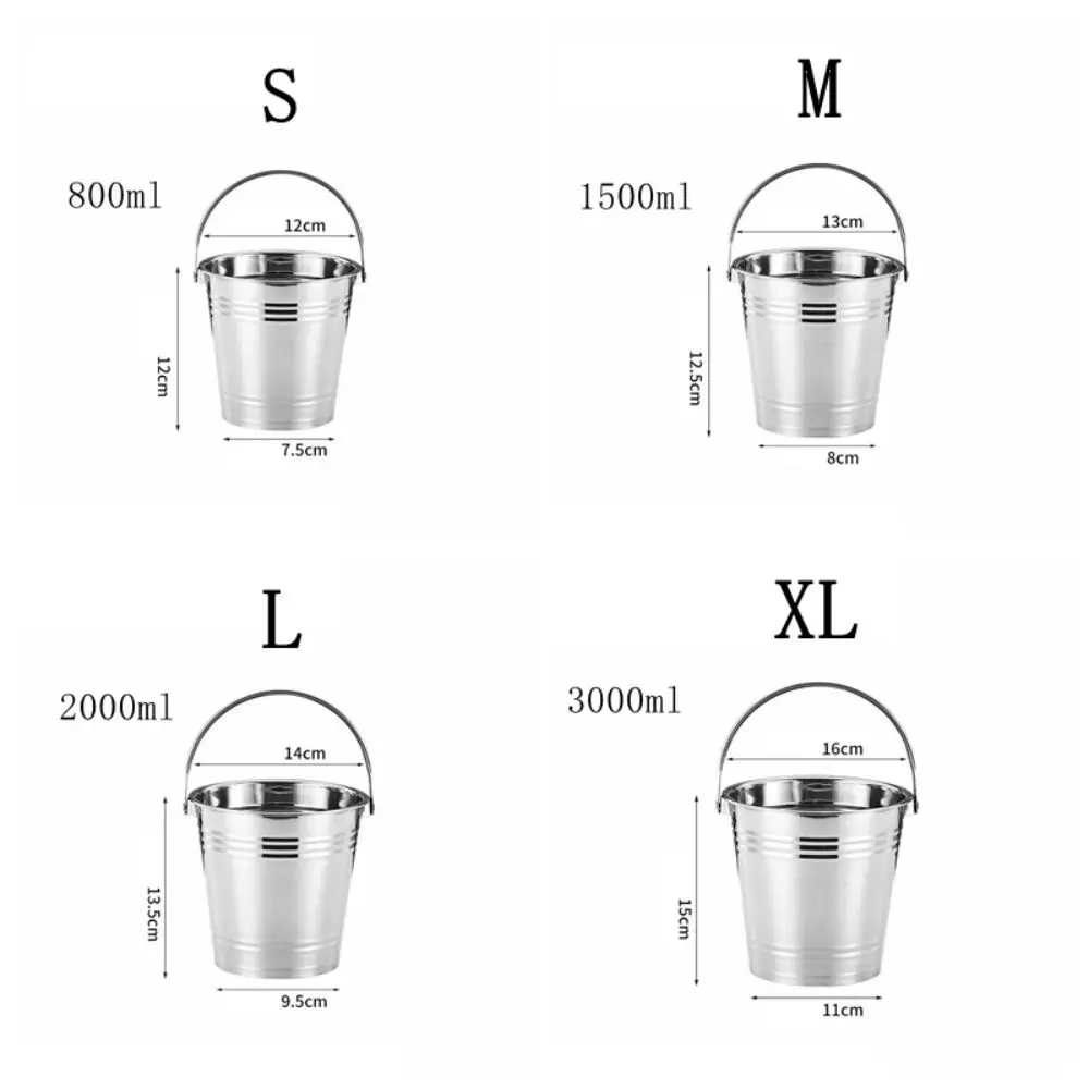 Multifunctional Stainless Steel Ice Bucket Thickened Round Champagne Bucket Portable with Handles Mini Metal Buckets Restaurant 6
