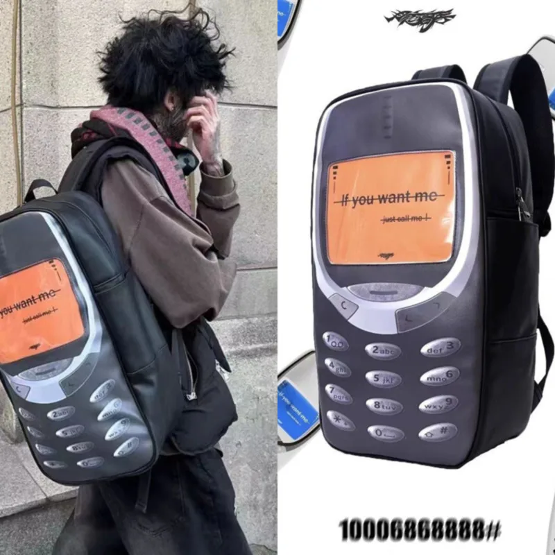 Mobiele Rugzak 2024 Nieuwe Parodie Student Rugzak Als Je Me Wilt Pu Leer Grappig Boek Grote Capaciteit Crossbody Tas Opbergtas