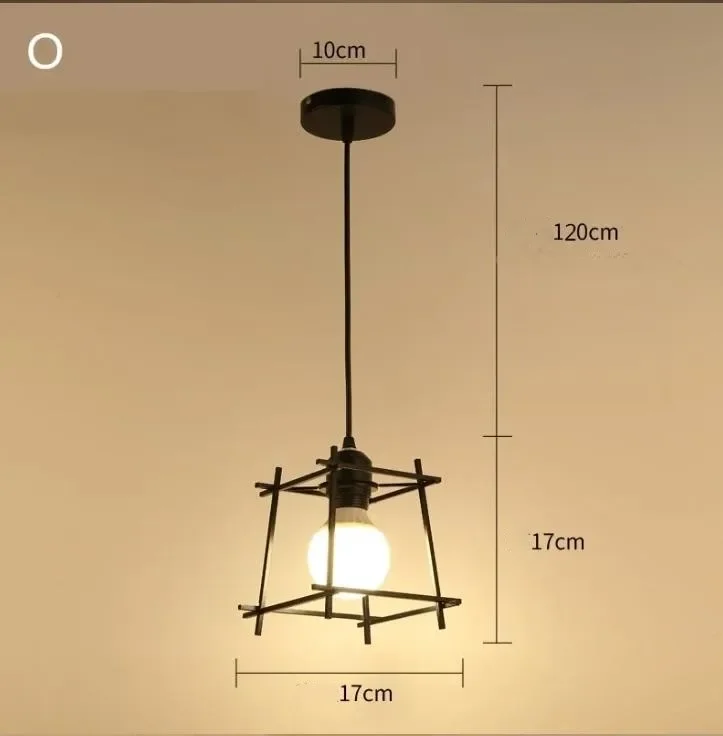 

Indoor Modern Black Cage Pendant Lights Iron Minimalist Retro Loft Pyramid Lamp Metal Hanging Lamp