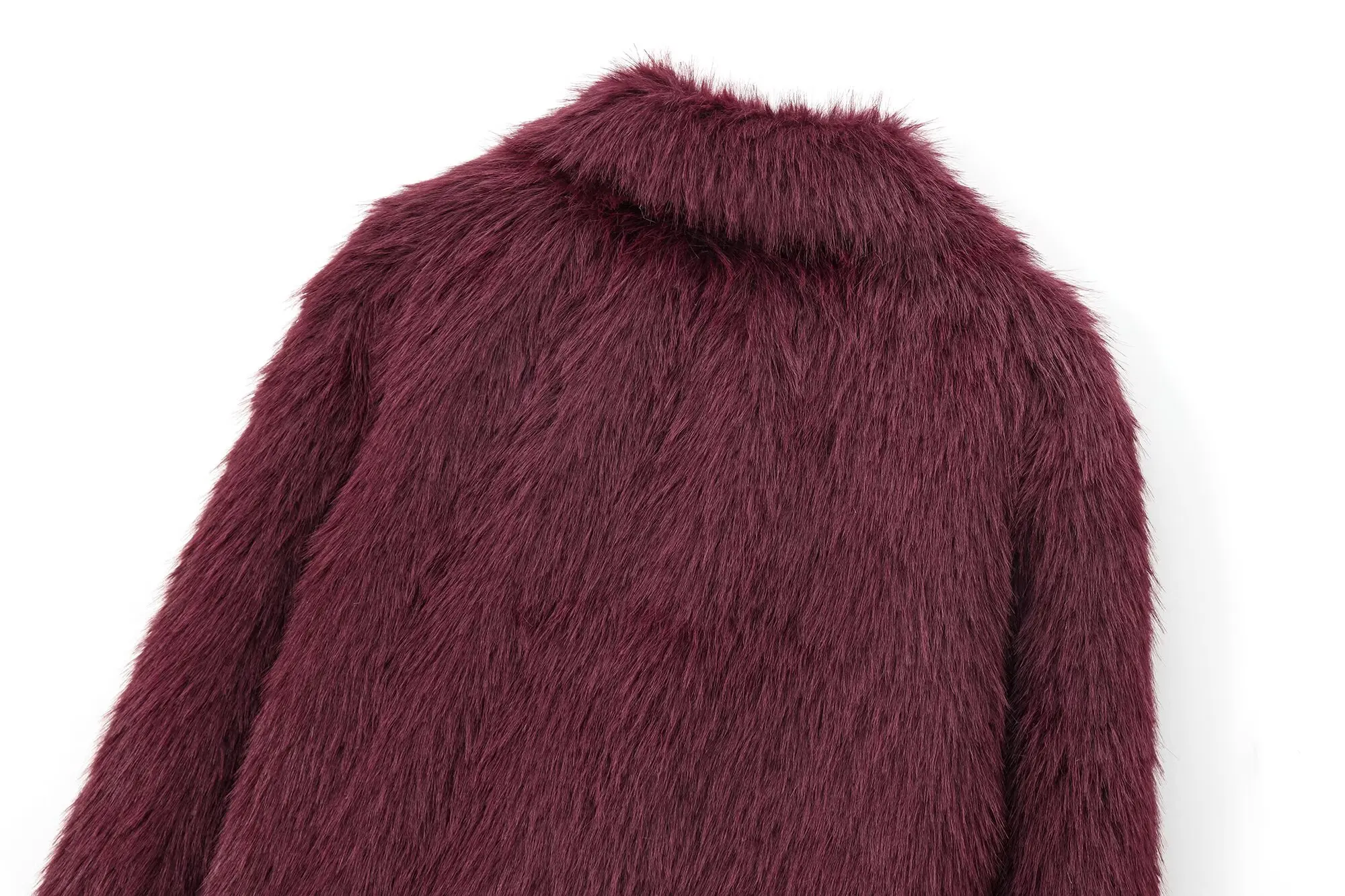 2025 Autumn New Women's Solid Color Series Faux Fur Effect Textured Plush Coat