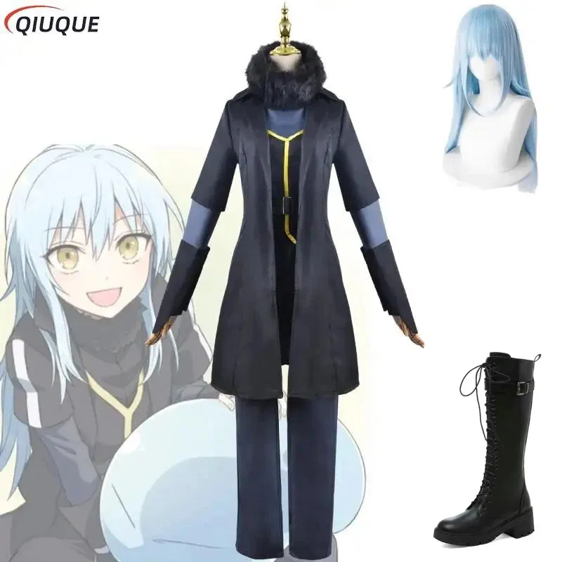 2025 11 Rimuru Tempest تأثيري أنيمي ذلك الوقت حصلت على تجسدت كزي الوحل شعر مستعار قناع أحذية هالوين موحدة خندق مجموعة