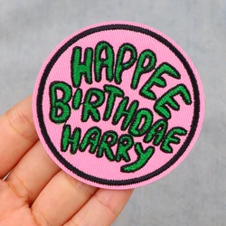 Happy Birthday Embroidery Patch Movie Iron On Patches for Clothing Thermoadhesive Patches Round Patches On Clothes Badge DIY Sew