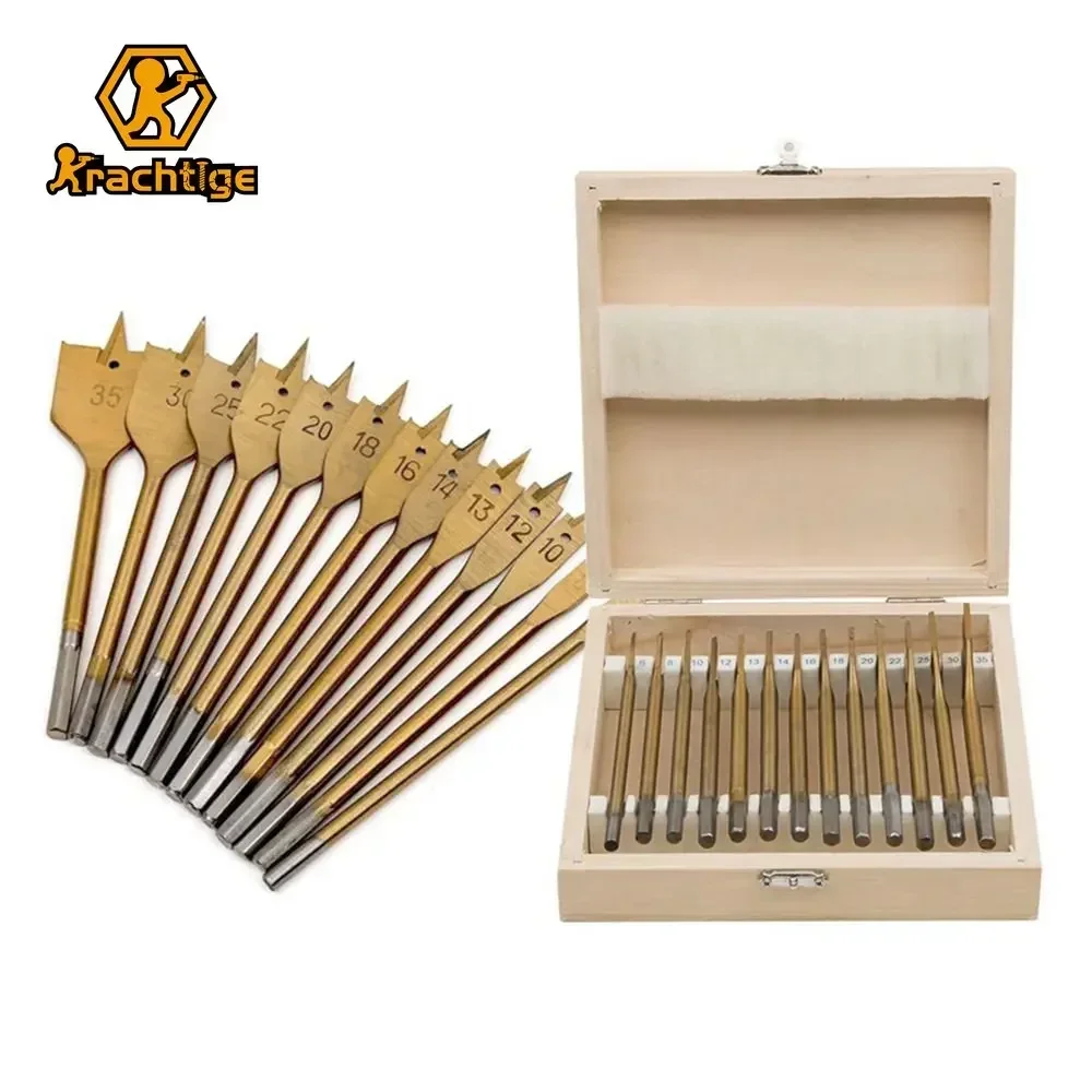 Krachtige 13Pcs Titanium Coating Wood Boring Bits Flat Spade Drill Bit Set Woodworking Power Tool Accessories