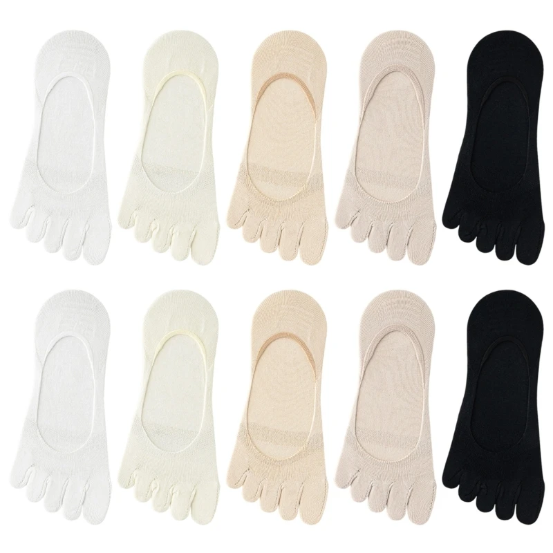 

Split Toe No Show Socks Silicone Antislip Grip Cotton Breathable Invisible Low Cut Boat Socks Women's Comfort Hosiery 15UB