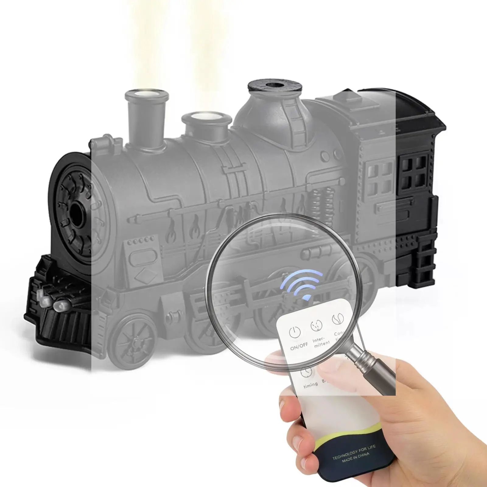 

300 мл винтажный увлажнитель воздуха с паровым поездом, аромадиффузор с дистанционным управлением, ультразвуковой диффузор эфирного масла, 2/8 часов, таймер для дома