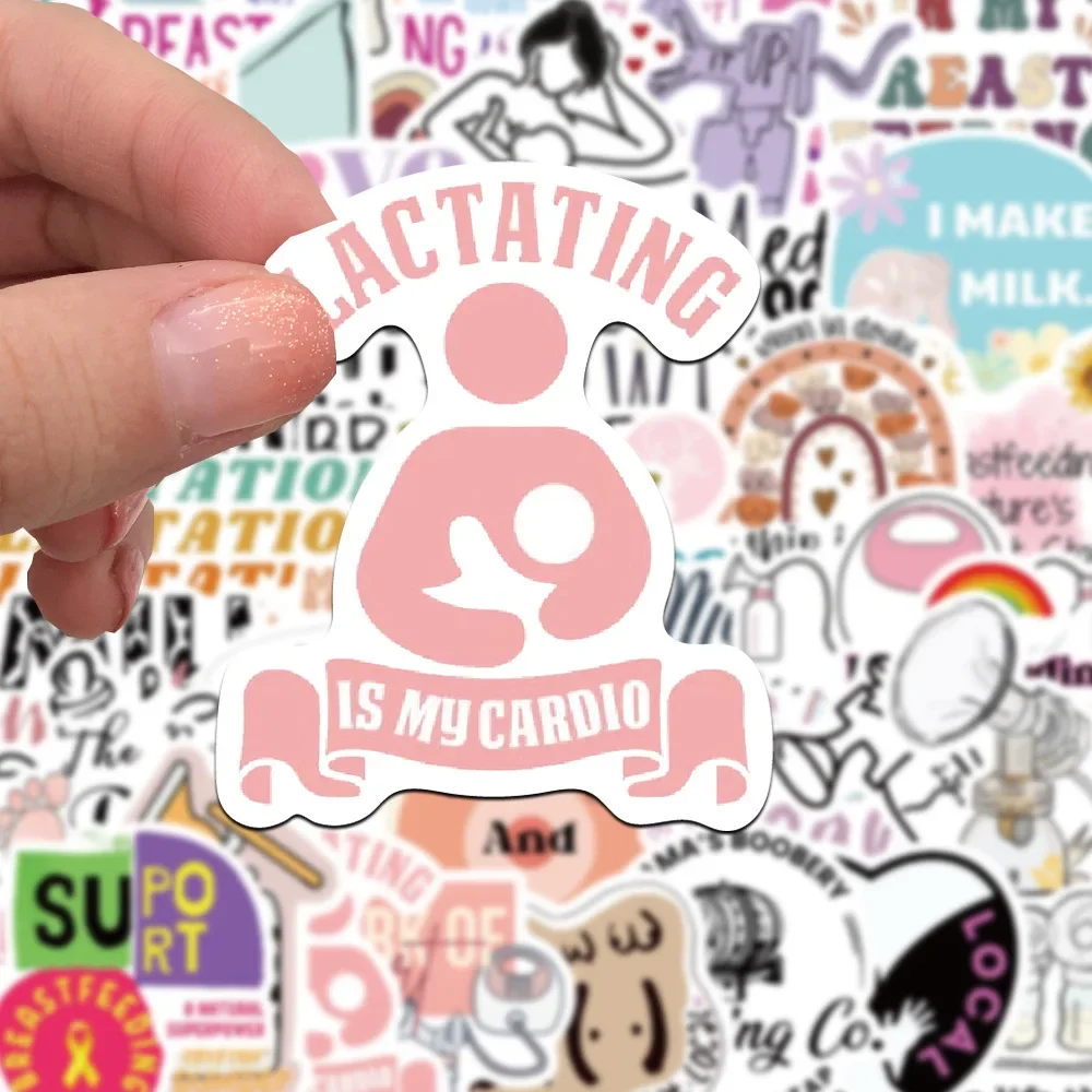 50pcs 모유 수유 및 임신 스티커 만화 낙서 DIY 문 냉장고 전화 케이스 수하물 방수 데칼 어린이 선물