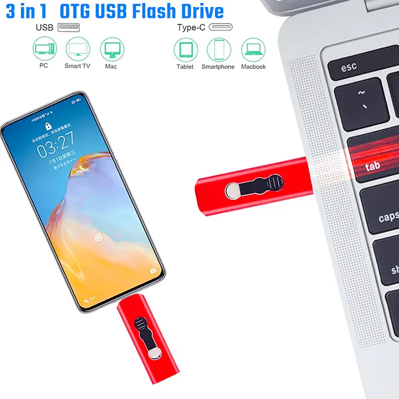 OTG USB3.0 Flash Drive 64GB Memory Stick For Type C 256GB Pendrive 64GB 32GB 16GB 128GB 512GBFor Android/PC Pen Drive