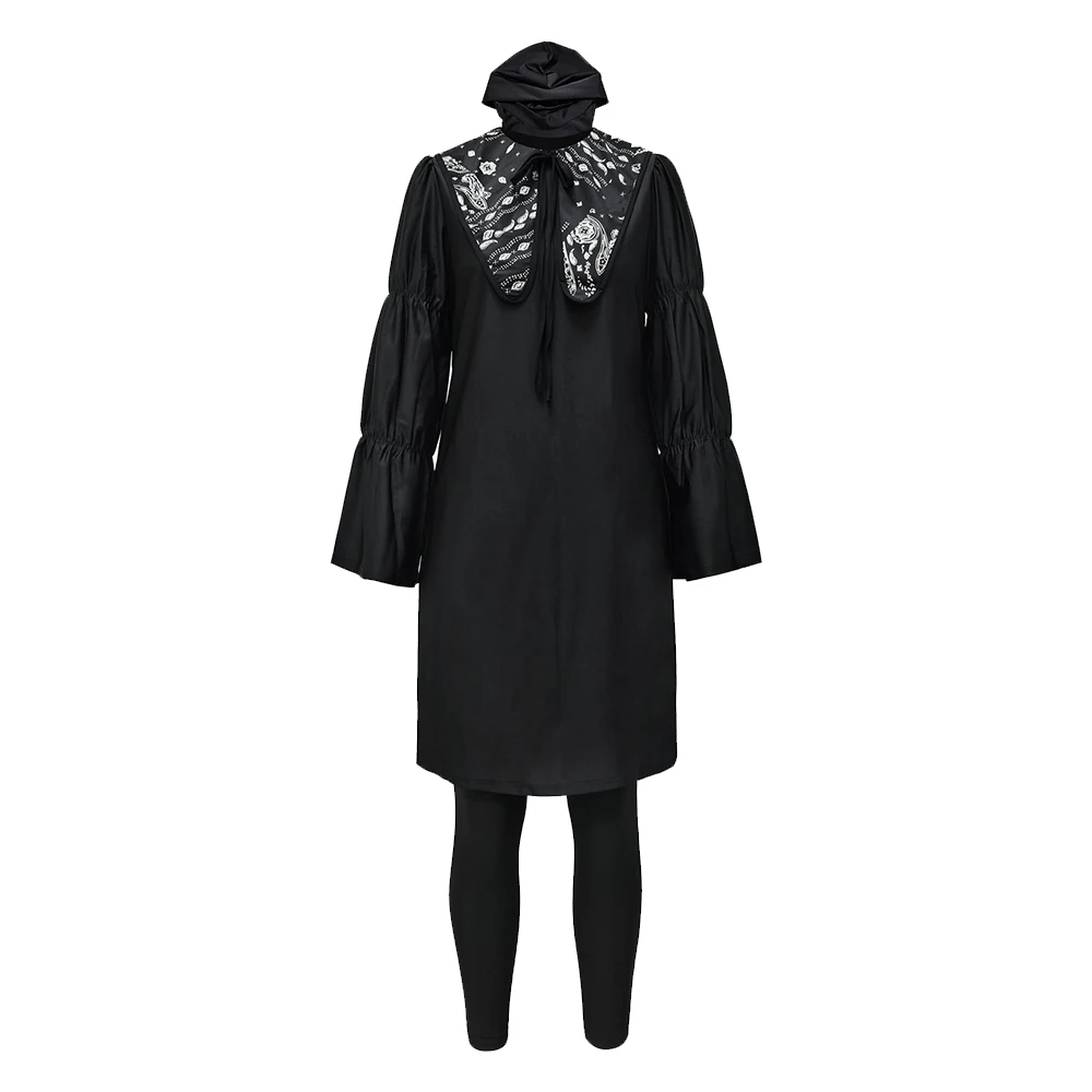 

Oem Black Print 3 Piece Set Swimsuit Modest Women Hijab Islam Women Full Swimsuit Long Sleeve Bathing Burkini Muslim Swimwear