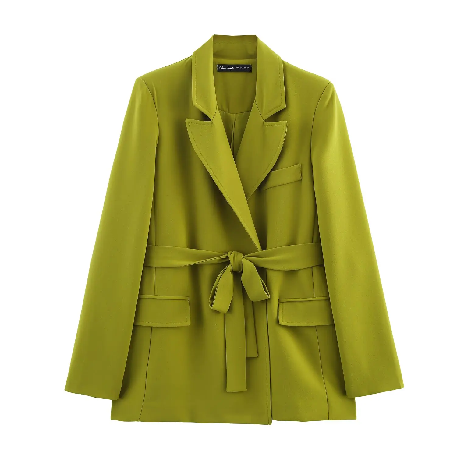 

2025 New Women's Clothing European and American Style Fashionable and Versatile Belt Loose Lapel Long Sleeve Jacket