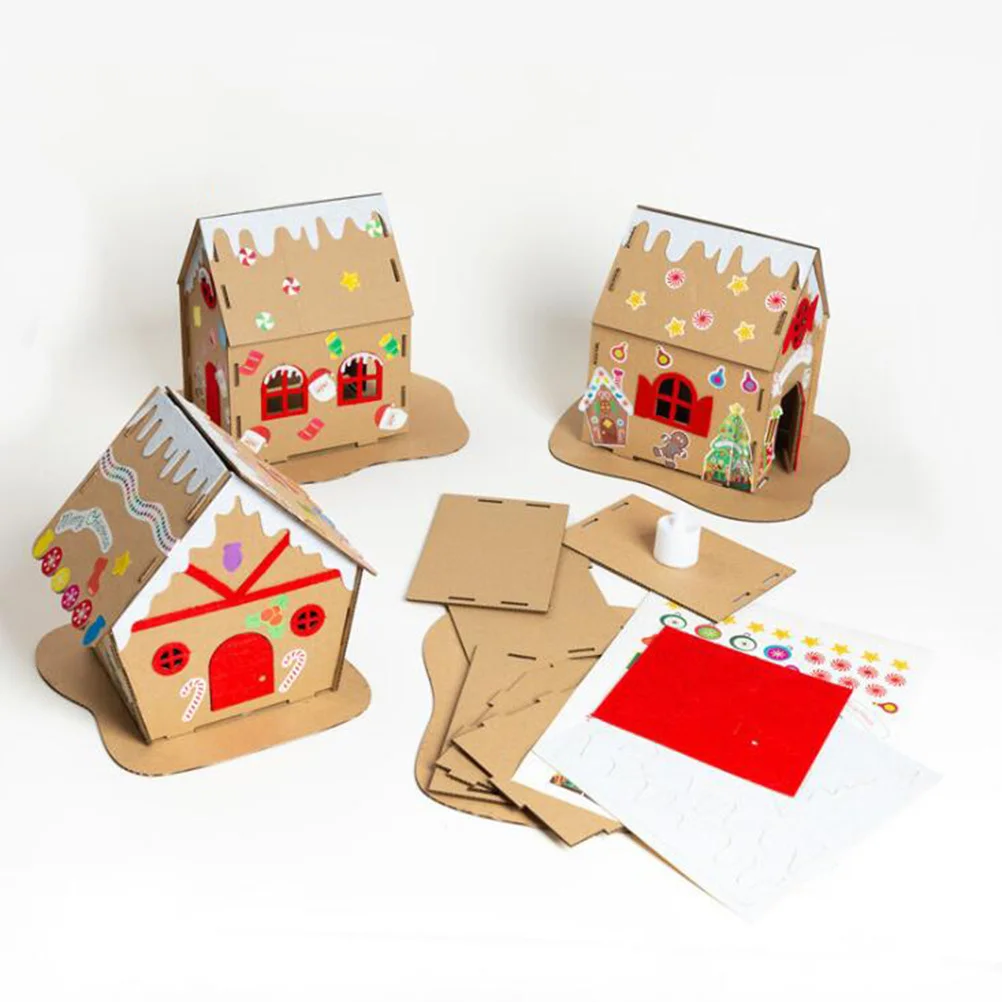 20x20x20 سنتيمتر اليدوية DIY عيد الميلاد كوكي البيت-مواد سميكة ودية تصميم مضيئة كوخ محلية الصنع للأطفال