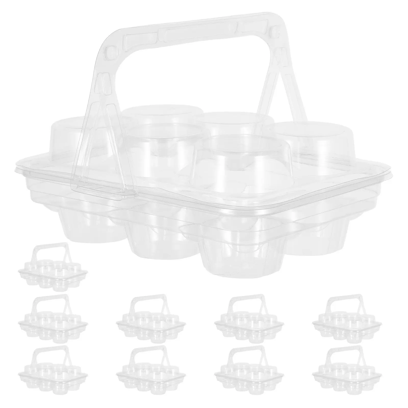 

10Pcs Clear Plastic Cupcake Boxes Portable Carrier Leak-Proof Mini Cake Bakery Containers Party Wedding Favor Holders