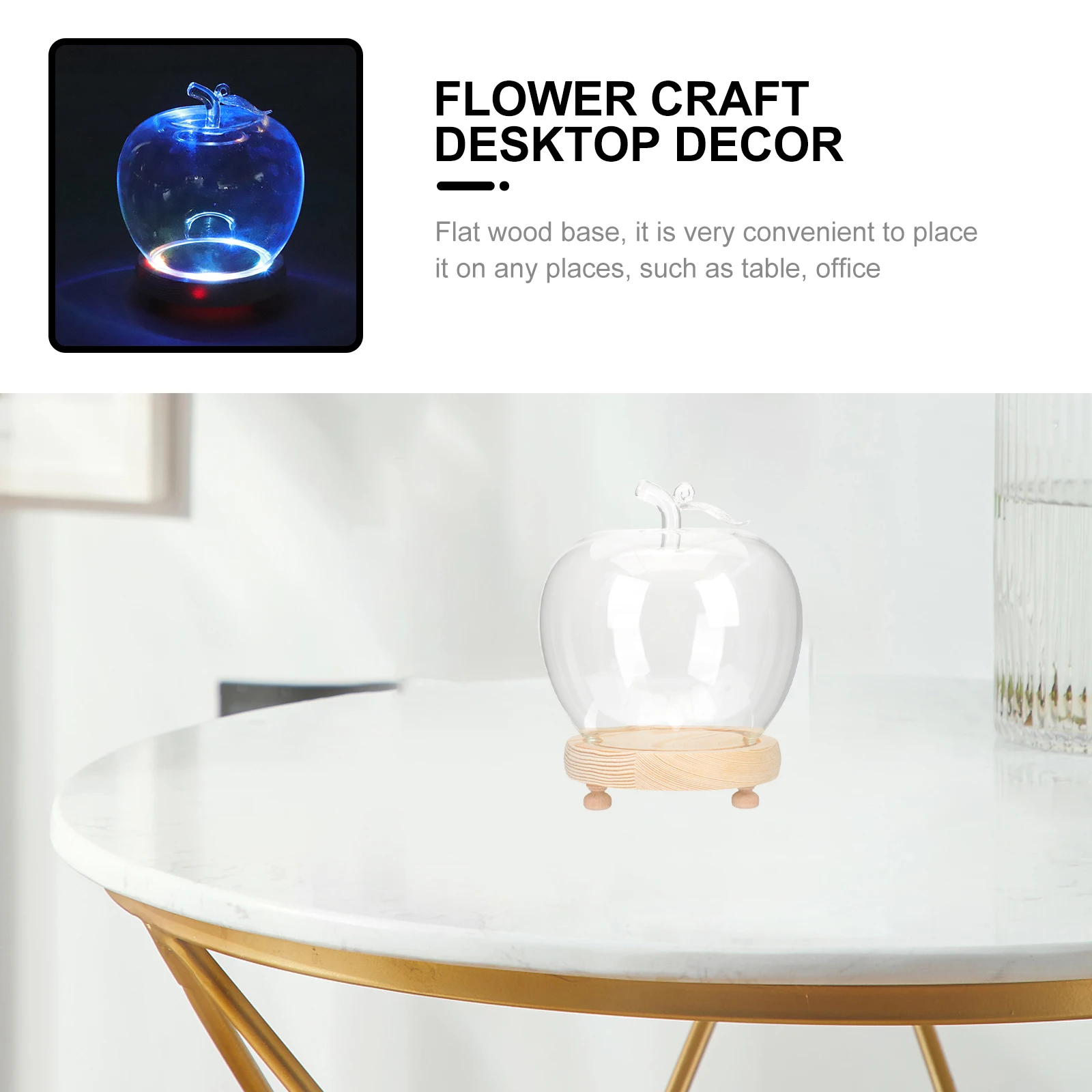 

Apple Glass Cover Dome Terrarium Clear Domes for Display Decor Delicate Cloche with Base Dustproof Decoration