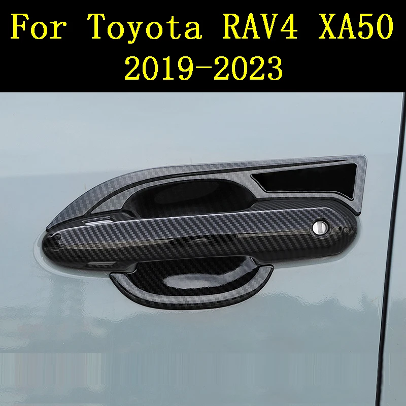 LHD Door Handle Cover Trim For Toyota Rav4 Rav 4 Xa50 2023 2022 2021 Car Accessories Plastic Imitation Carbon Fiber