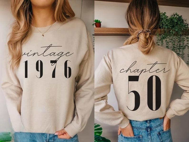

Классические толстовки 1976, женские винтажные одинаковые толстовки с капюшоном на день рождения и год для него, милые толстовки с капюшоном 50th Milestone Best Friend Bday Her
