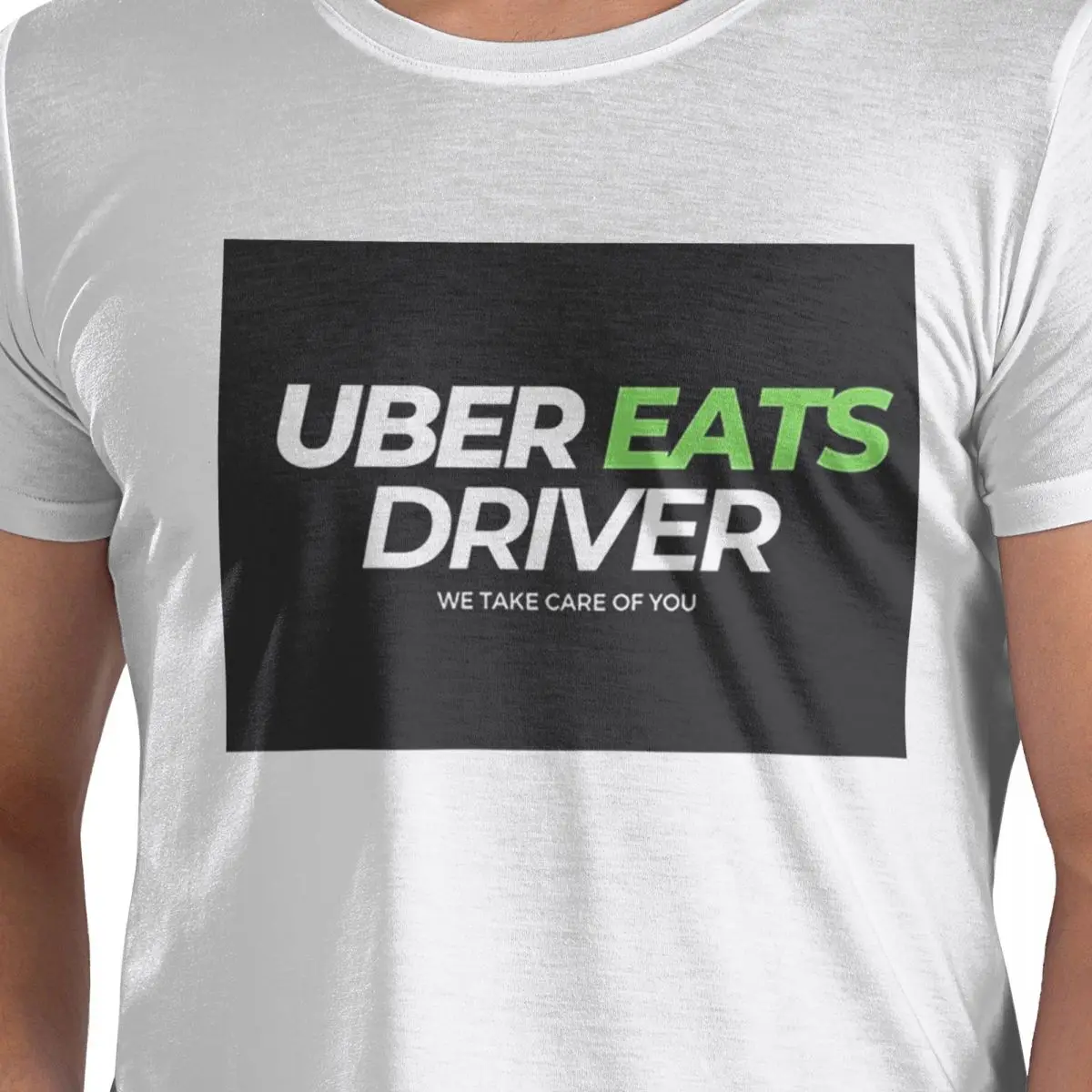 Uber Eats Driver Logo سائق توصيل الطعام 100% قطن تي شيرت رجالي موضة تي شيرت الرجال طاقم الرقبة قصيرة الأكمام S-6XL