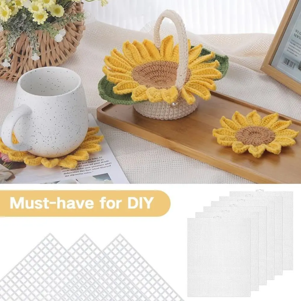 Purse Making Supplies 7CT Bag Mesh Grid Plastic 33.5x26CM Mesh Canvas White Black Mesh Cloth Crochet Projects