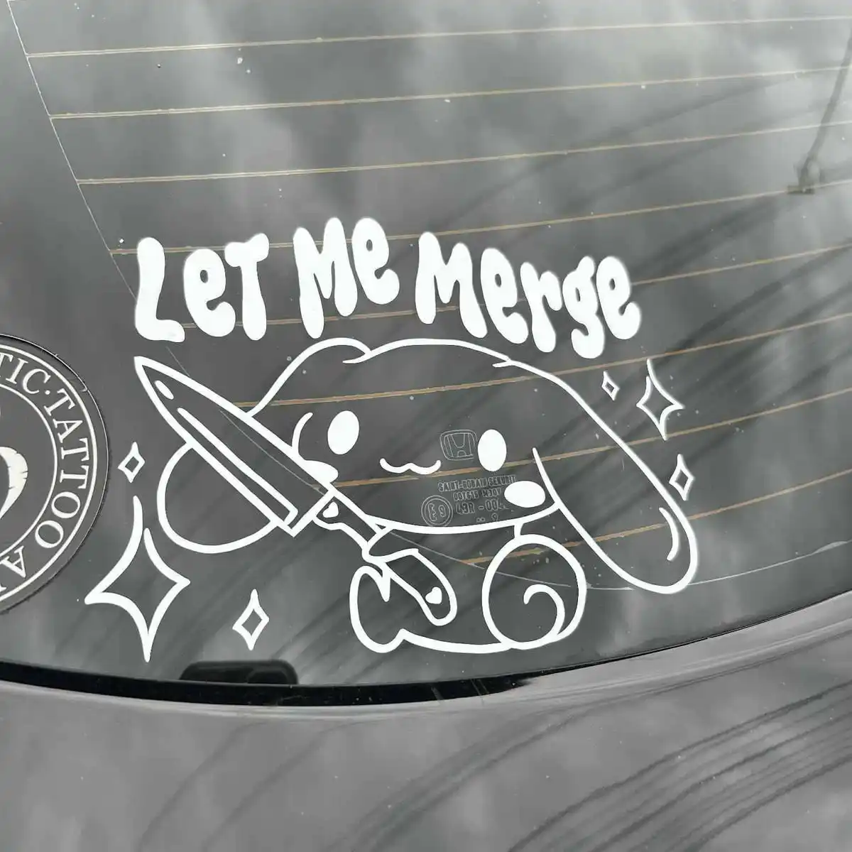 Let Me Merge Vinyl Decals, Cute Girly Kawaii Stickers for Car Bumper & Exterior Decoration