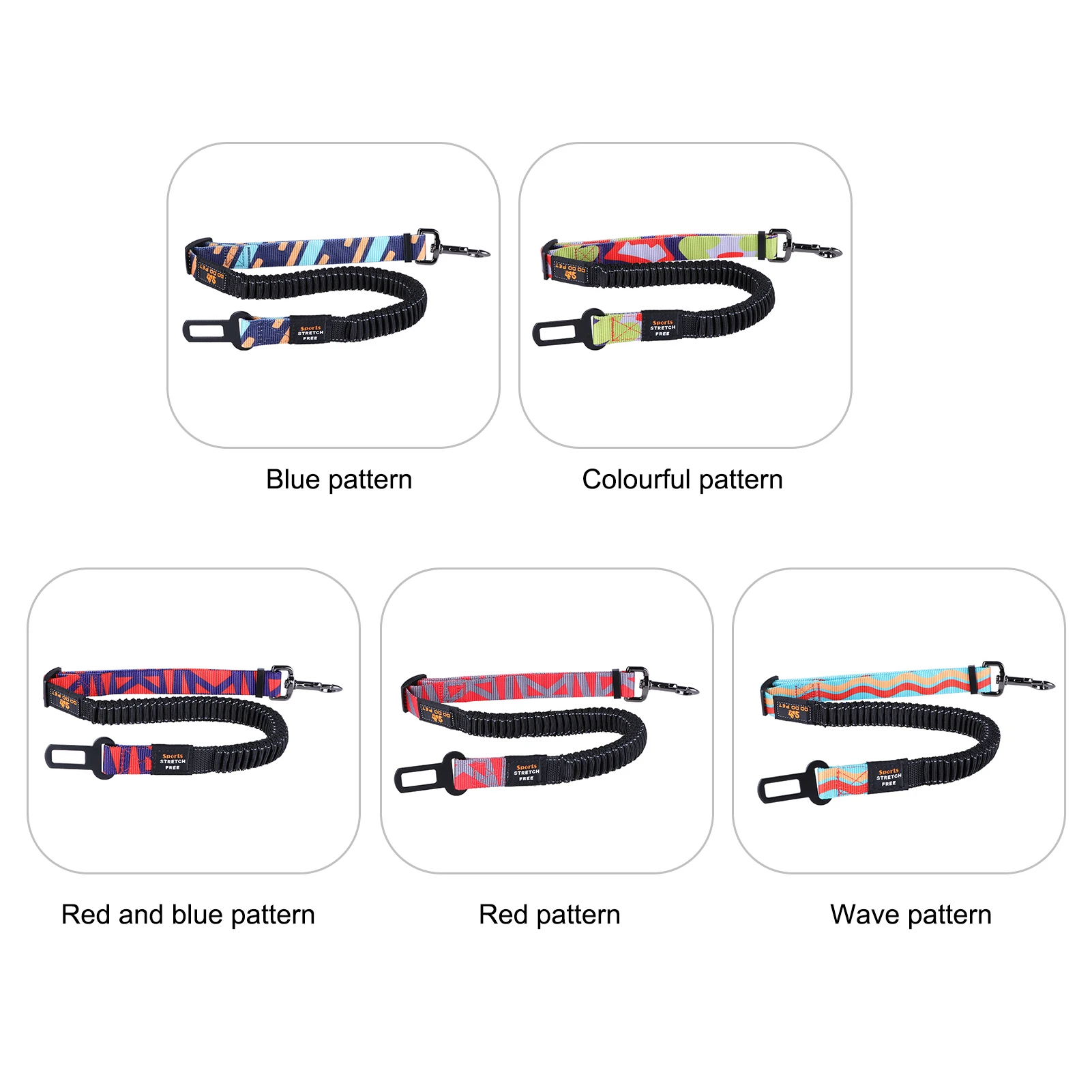 

Reflective Dog Seat Belt - Adjustable and Durable Nylon Harness with Bungee Fabric Belt for Safe and Secure Car Travel