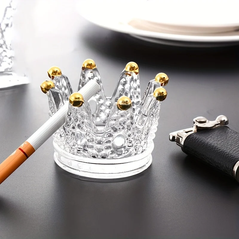 Crown Crystal Ashtray Transparent Glass Cigarette Ash Tray Tobacco Cigar Ashtray Candlestick Smoking Accessories Home Decor Gift