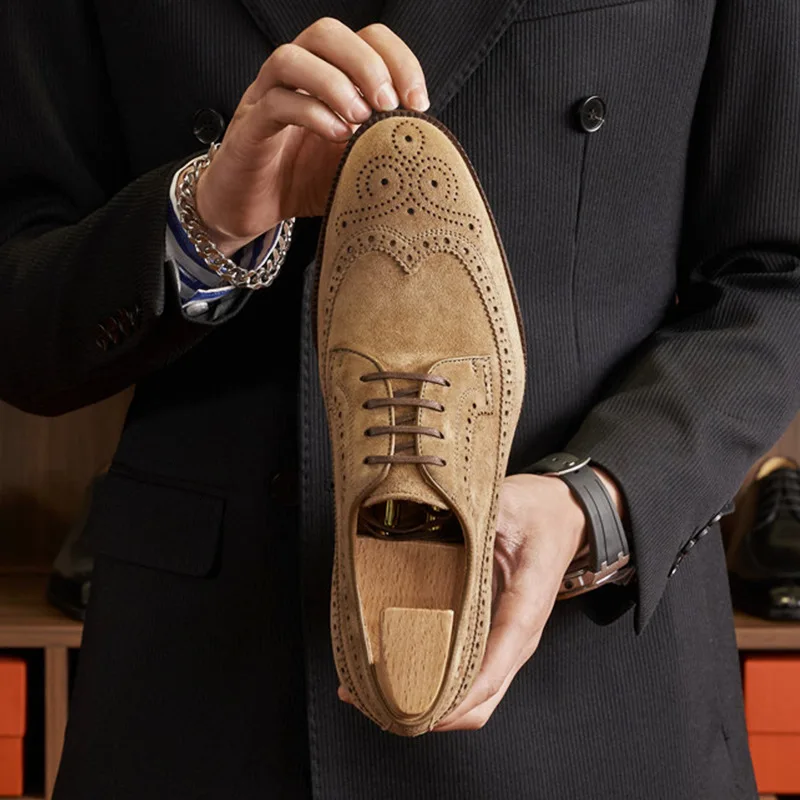 

Men's Formal Leather oes Emed Bue Casual Sle Rubber Sole Soft Bot Work oes eep Nubu Leather