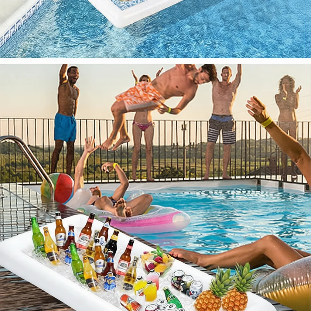 Inflatable Hosting Floating Bar Tray Water Cooler For Drinks Party Food Buffet Serving Summer Beach Accessory Tool