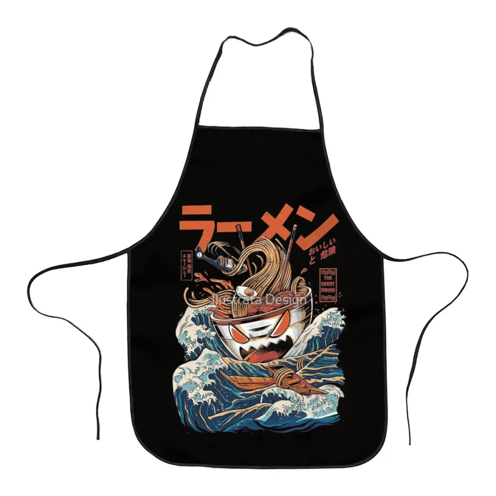 

The black Great Ramen Kitchen Aprons for Women Household Cleaning Apron Chefs Cooking Baking Apron for Child