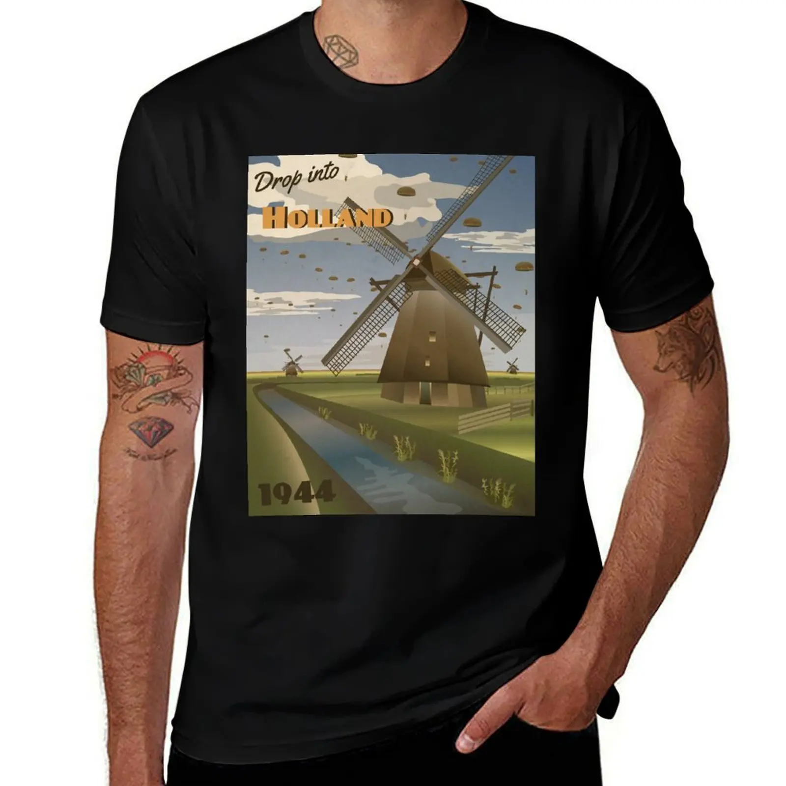 

Holland 1944 Operation Market Garden Travel Poster T-Shirt oversizeds custom t shirt men clothing