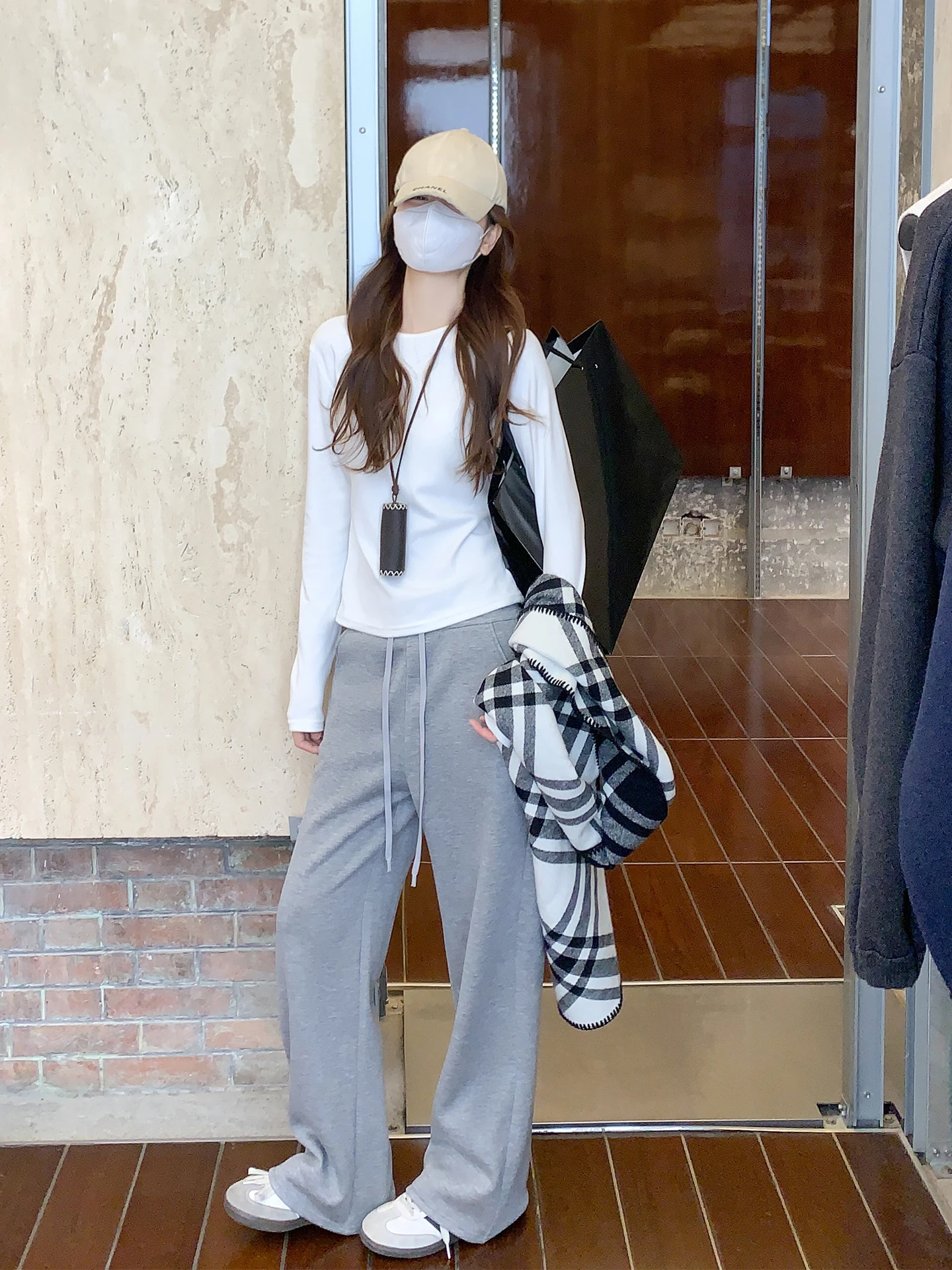 

Корейские брюки прямого кроя с высокой талией, свободные, утепленные, повседневные, женские, осенне-зимние, новинка, длинные брюки