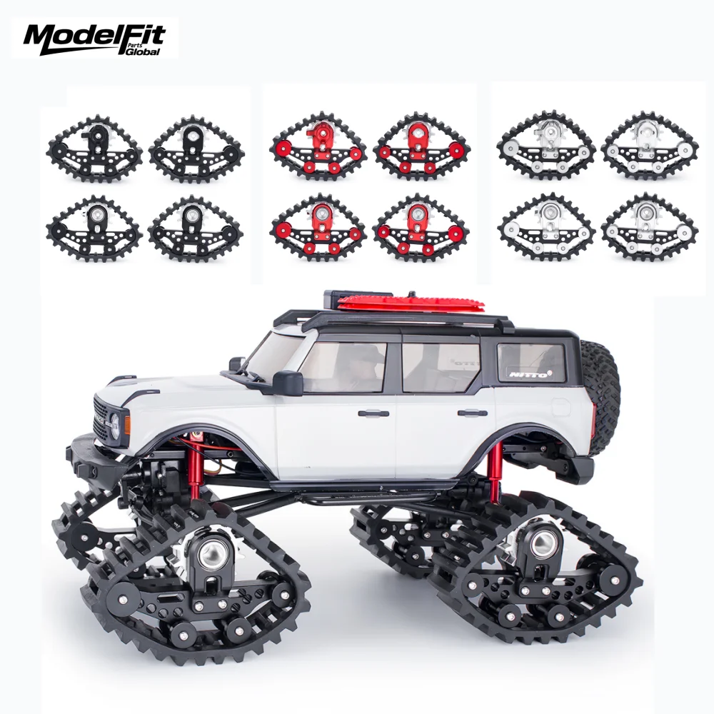 

4PCS Snow Track Tires Aluminum & Rubber Wheel Tracks 7mm Hex for 1/24 RC Crawler SCX24 Off-road Snow Sand Mud Upgrade Parts