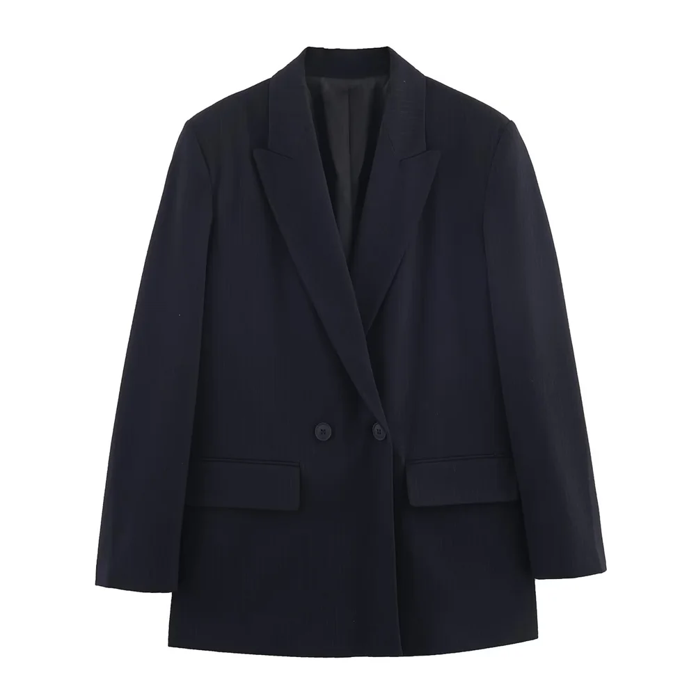 

Осенне-зимняя новая женская одежда, темпераментный двубортный пиджак с завязками на плечах и подушкой