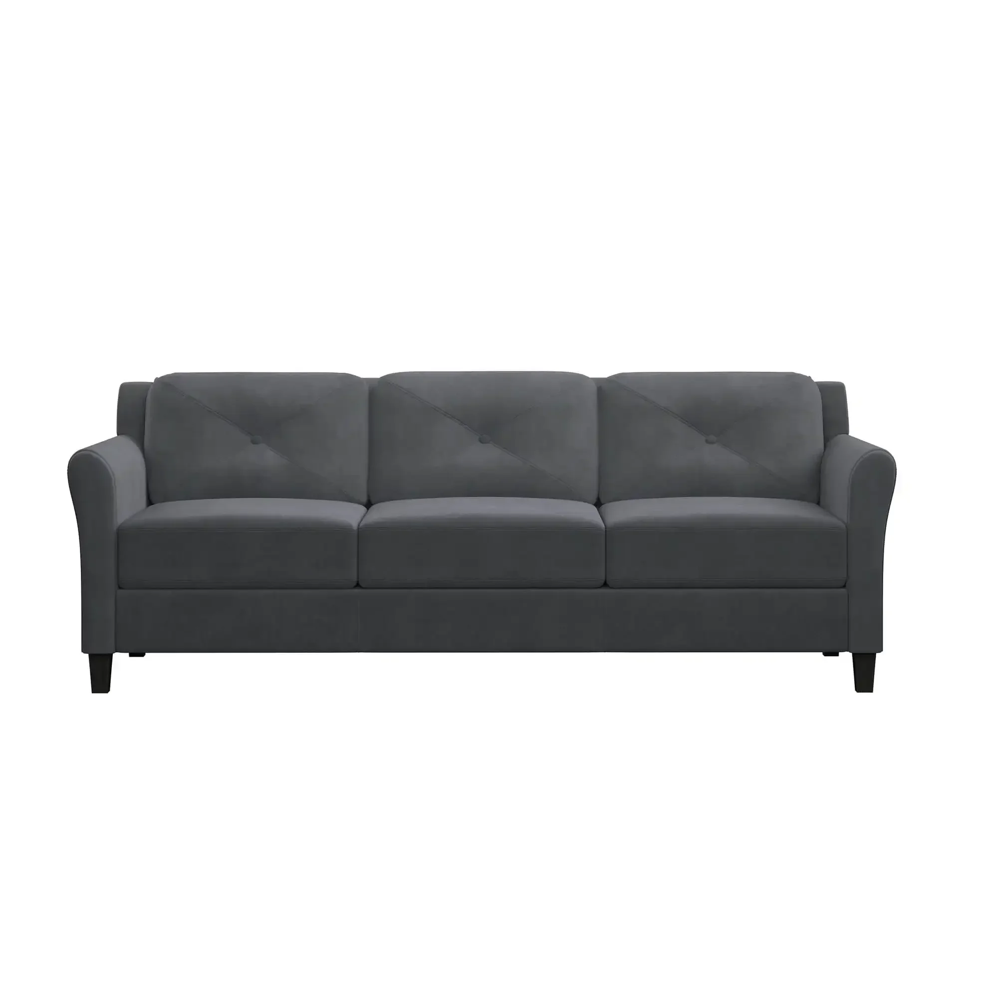 

# l Upholstered Sectional Sofa with Rolled Arms, Fabric, for Compact Living Space, Bedroom, Living Room, Apartment