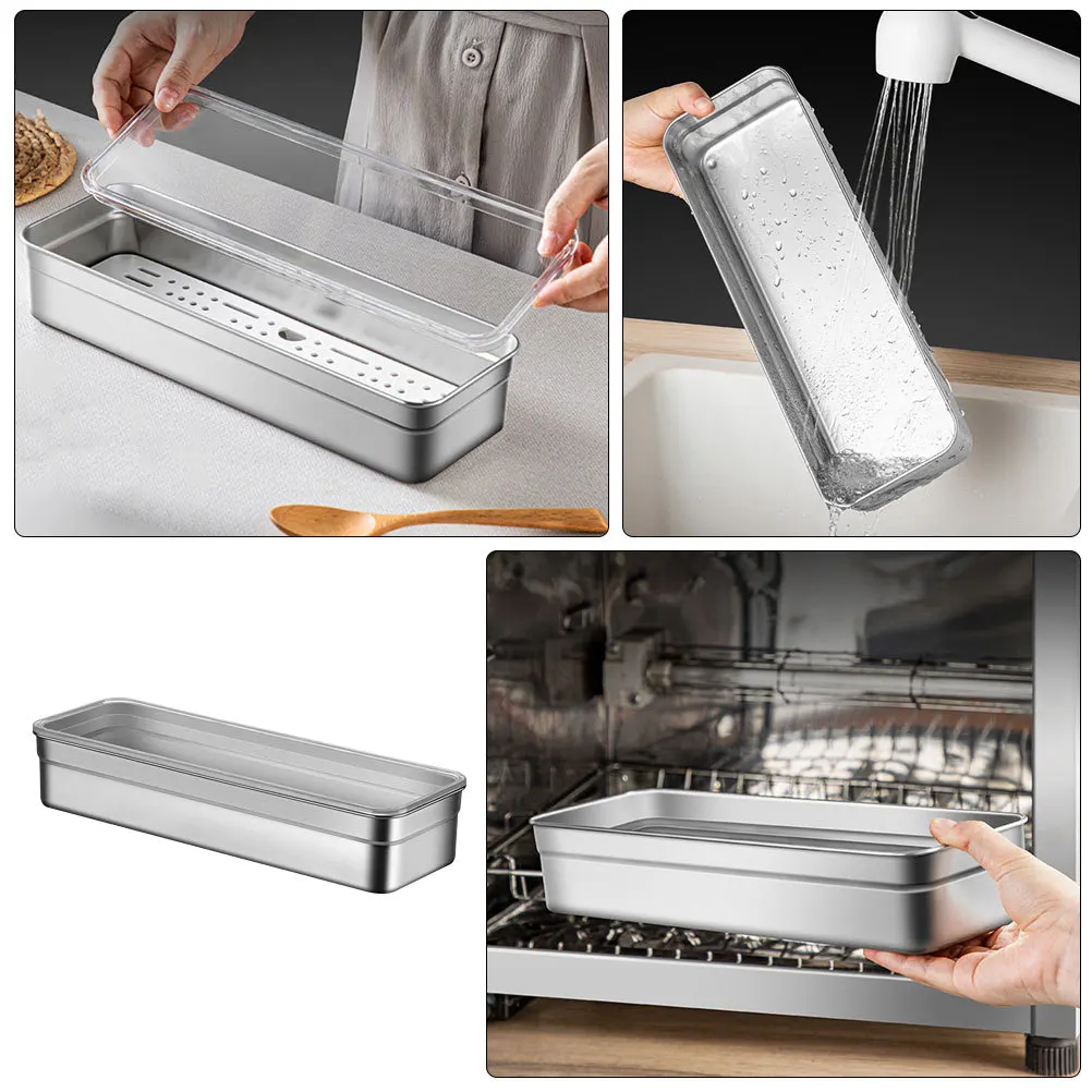 

1Set Chopsticks Box Stainless Steel Smooth Surface Tableware Storage Barrel for Utensils Drying Tray Spoon Holder Metal Basket