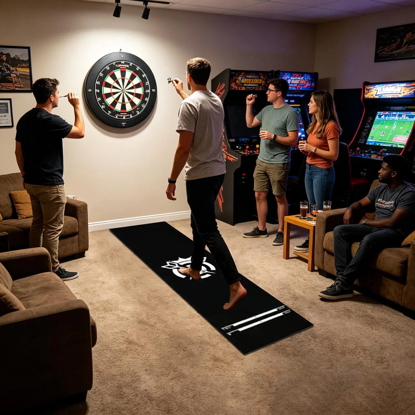 

Dart Mat With Throw Line Crystal Velvet Non-Slip Portable Dart Carpet Mats For Recreation Center Sports Club Office Break Room