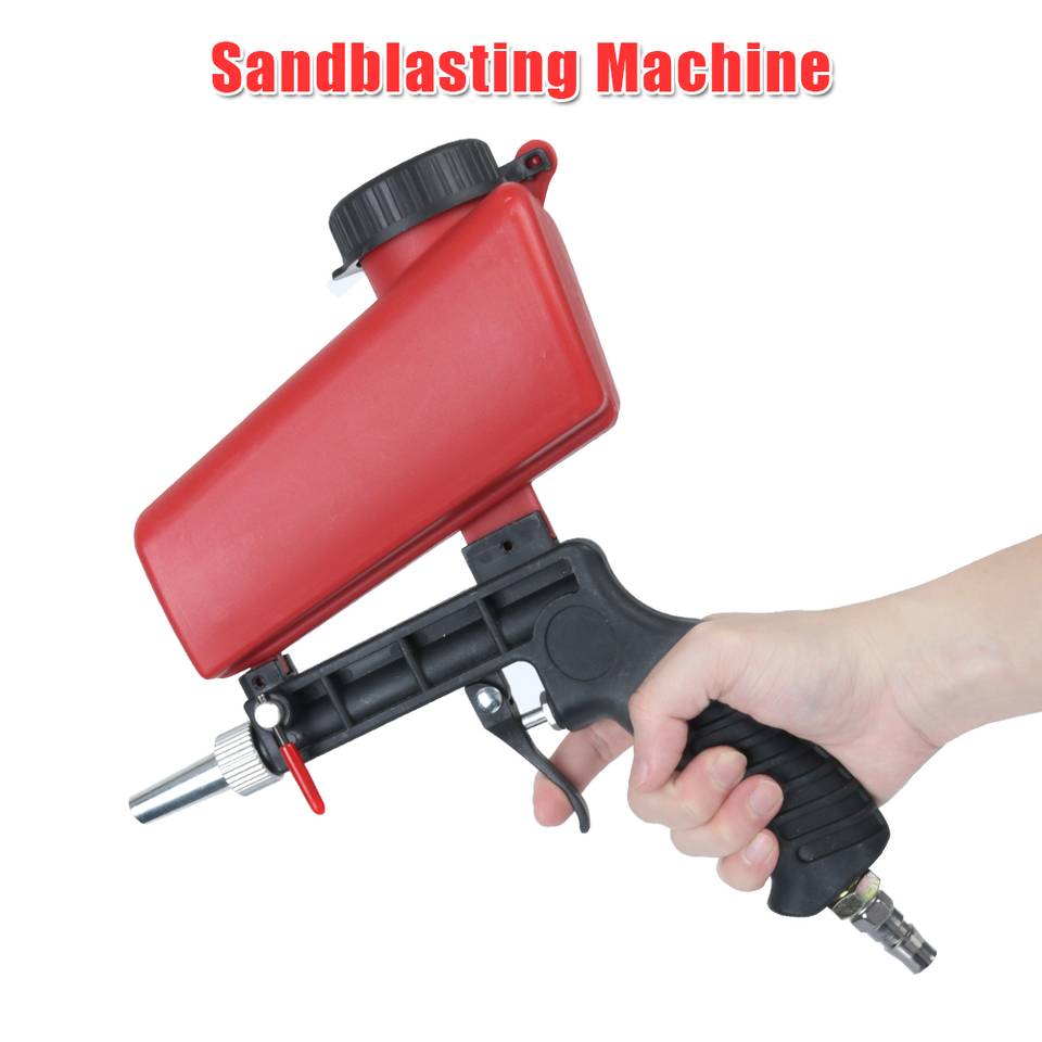  Sandblasting Gun Handheld Pneumatic Blasting Gun Set Small Sand Blasting Machine Adjustable Portable Gravity Sand Blaster 90psi 
