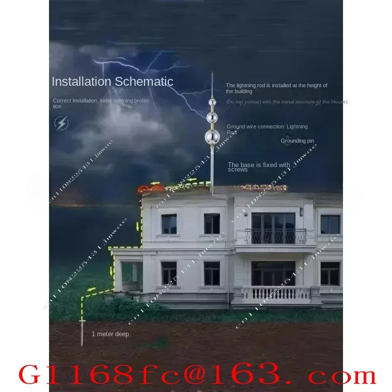 Copper Pure Copper Ightning Rod  and Small Roof Outdoor Villa Project Lightning Protector Three-Fork Copper