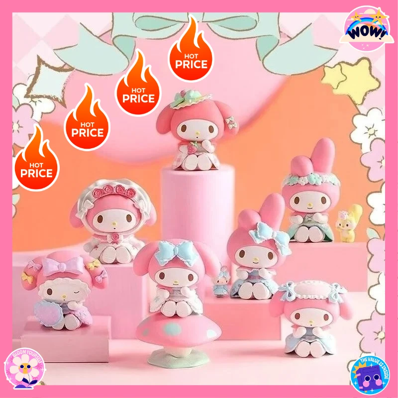 

SSS2026 HOT NEW GOOD Piquenique Morango Surprise Blind Box Tea Party My Melody Desktop Decoration Handmade Gift Miniso