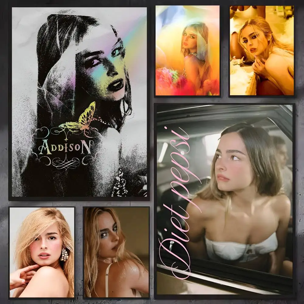 1pc Trendy Pop Singer A-Addison Rae Poster Sticker Print Waterproof Wall Art For Living Room Bedroom Home Decor