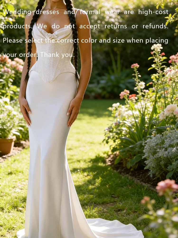 Classic Spaghetti Strap Scoop Collar Corset Sleeveless Straight Bride Wedding Dresses Bridal Gowns Customized