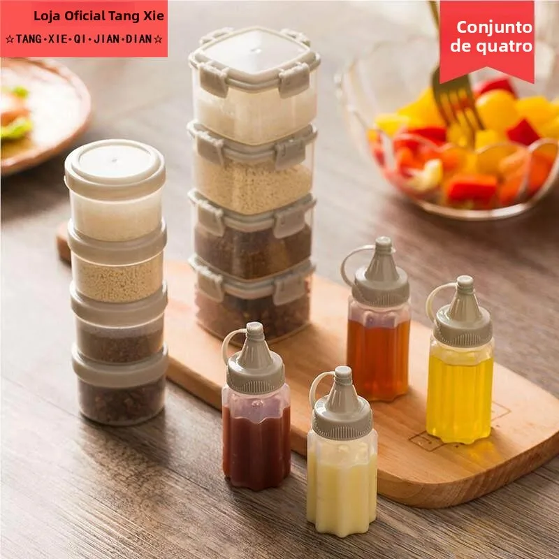Conjunto de Garrafas de Temperos Portáteis para Camping ao Ar Livre,  Garrafa de Molho, Garrafa de Óleo, Formato Hexagona...