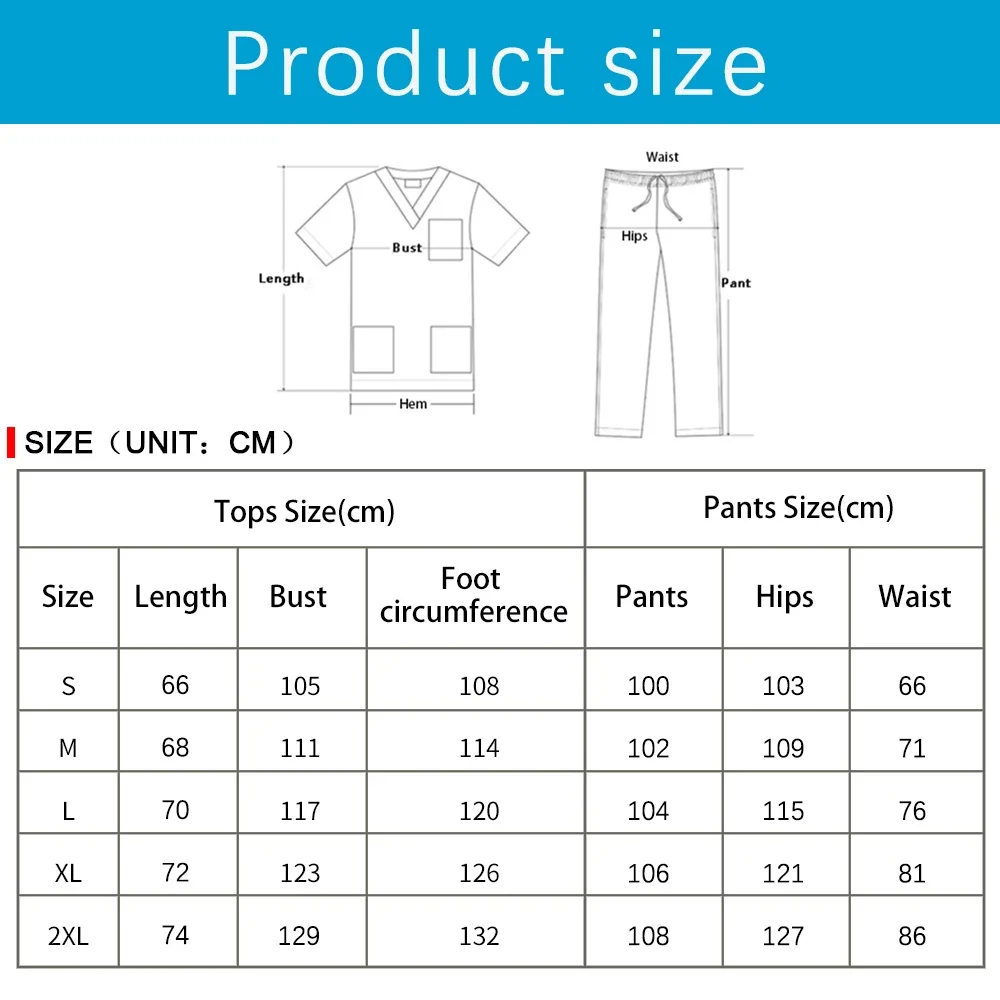 Multicolor High-quality Clothes Women Medical Surgery Workwear Doctor Nurse Scrubs Set Pocket Tops+Jogging Pants Nursing Uniform