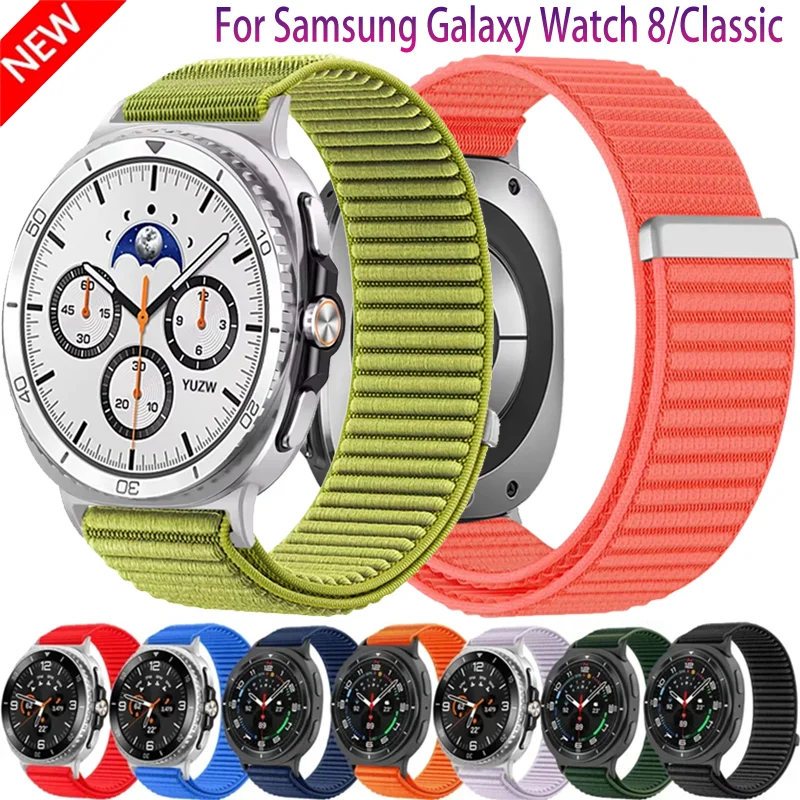Nylon-Schlaufenarmband für Samsung Galaxy Watch 8 Classic 46 mm, geflochtenes, bequemes Sportarmband, Samsung Watch 8 44 mm 40 mm